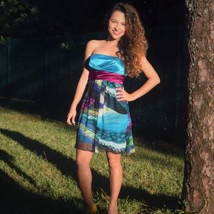 Peacock Strapless Dress